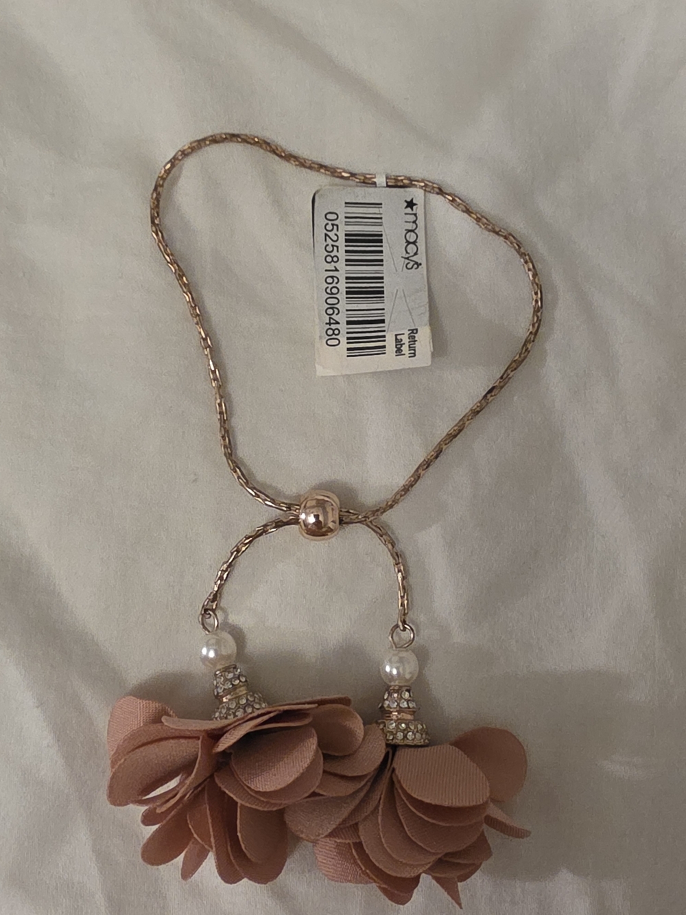 INC International Concepts Rose Gold Floral Drop Necklace with Blush Petals